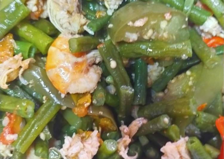 Oseng udang terong hijau&kacang panjang