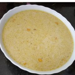 Brown rice flakes payasam using brown sugar A picture of Brown rice flakes payasam using brown sugar.