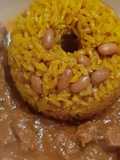 Arroz con frijoles..y carne en salsa