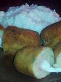 Croquetas de papas con jamón y queso y arroz batido