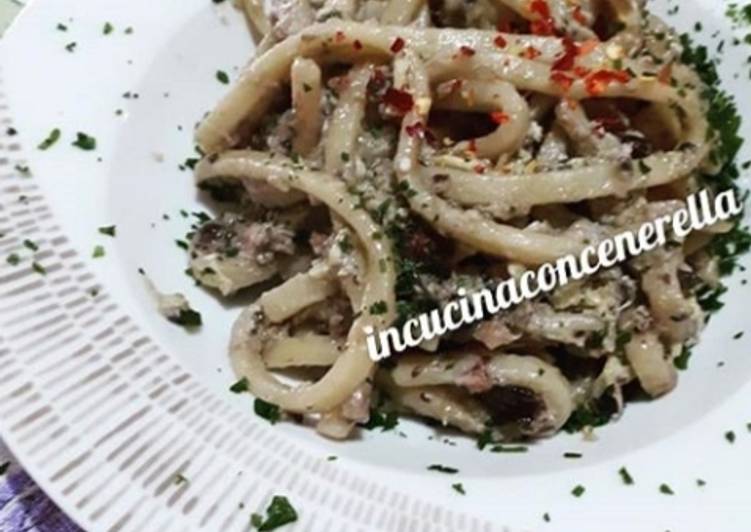 Scialatielli alla carbonara di tonno e olive