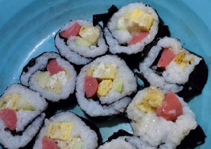Resep Sushi home made mudah murah, tanpa alat roll (bambu gulung) Anti Gagal