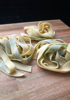 Una foto de Fetuccini estampado