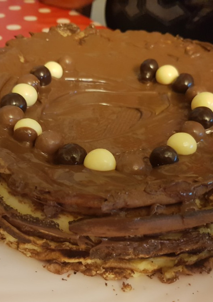 Una foto de Tarta de crepes y Nutella
