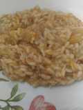 Risotto con zucca e sfilaccetti di pollo
