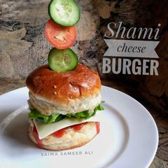 A picture of Shami cheese burger.