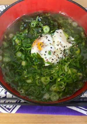 A picture of Green Onion and Wakame Seaweed Ramen.