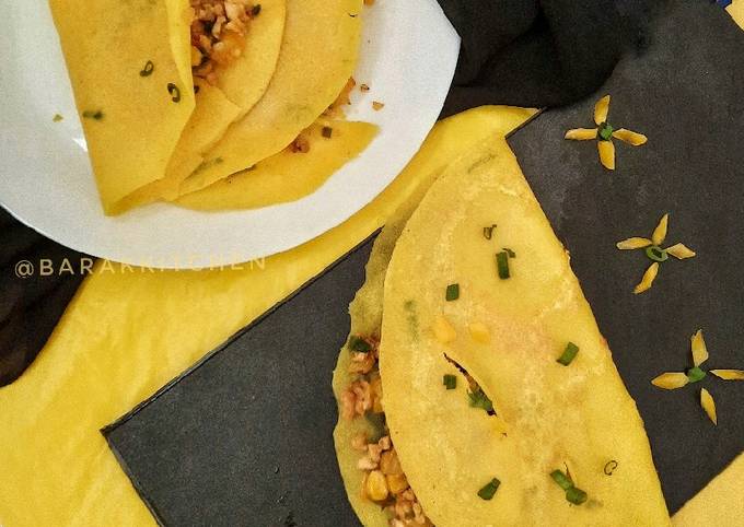 Stuffed and crispy Turmeric Rice flour Pancake Recipe