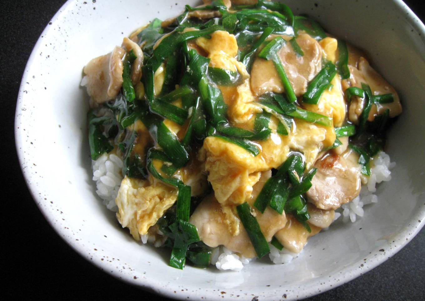 Garlic Chives, Egg & Pork Rice Bowl