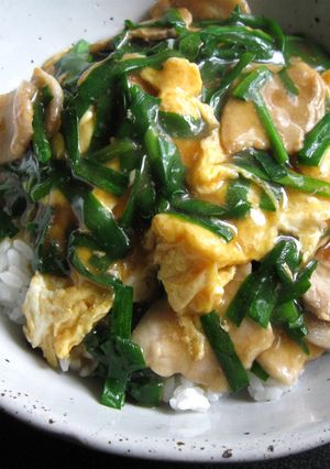 A picture of Garlic Chives, Egg & Pork Rice Bowl.