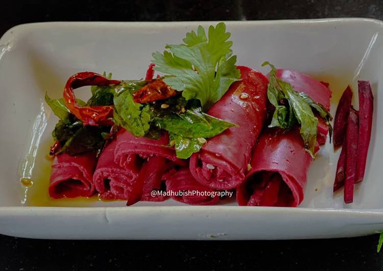 Steps to Make Any-night-of-the-week Beetroot Khandvi