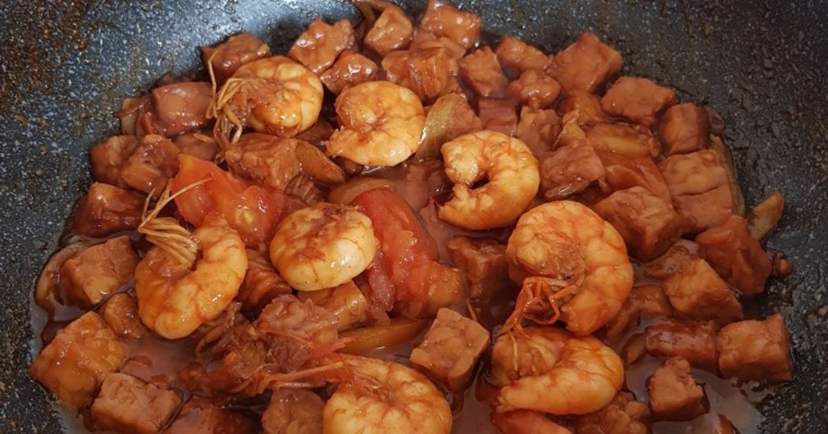 Udang tempe saos padang pedas manis menu buka puasa