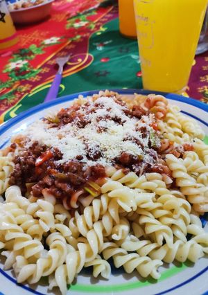 Una foto de Fideos con carne de soya
