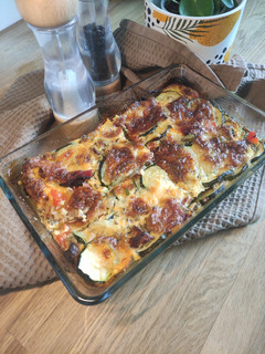 Une photo de Flan courgettes poivron chorizo