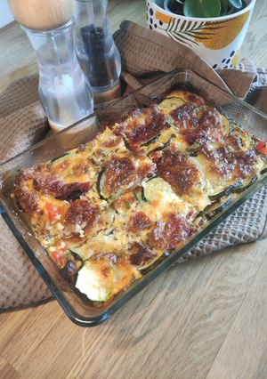 Une photo de Flan courgettes poivron chorizo