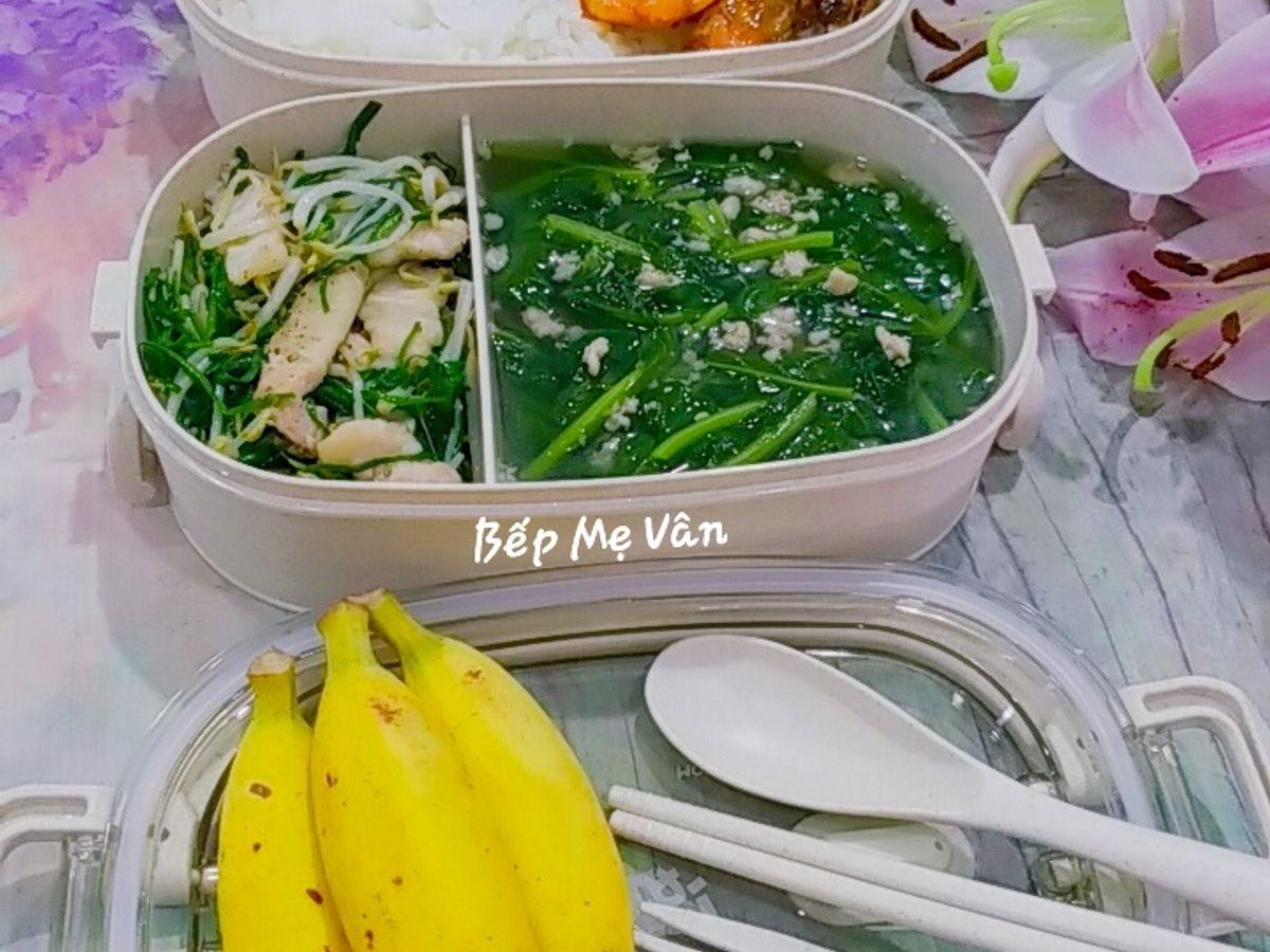 Hộp Cơm Vui Vẻ 1:(tôm sốt me - canh cải ngọt thịt bằm...)