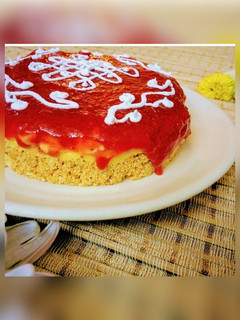 A picture of Banoffee Pie - Strawberry and Rangoli twist #FIHRCookPadContest.