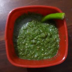 A picture of Tikhi green chutney.