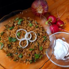A picture of Crunchy garlicky pearl millet vaghariyu.