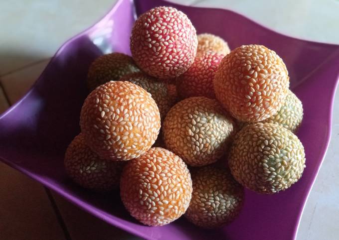 Onde-onde pelangi ekonomis(tanpa kentang,tanpa santan)