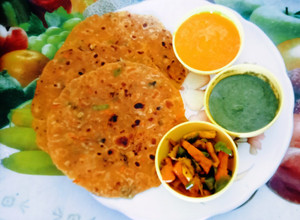 A picture of Healthy tasty delicious multigrain flour and besan veggi Chilla.