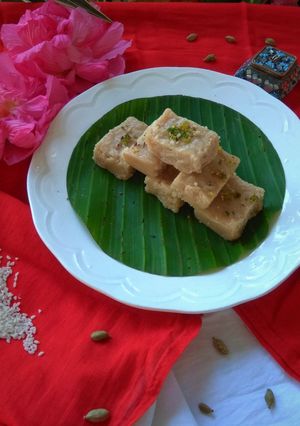 A picture of Coconut Barfi Coconut Sandesh.