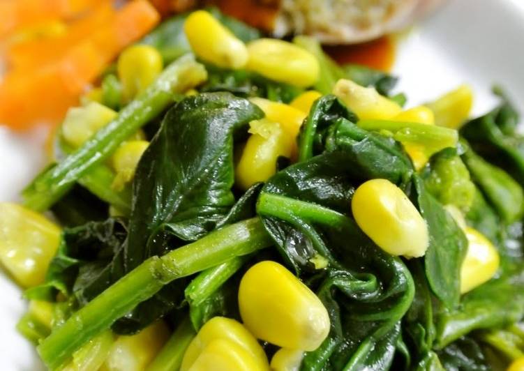 Simple Way to Prepare Favorite Sautéed Spinach and Corn (For Bentos Too)