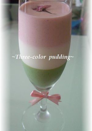 A picture of Cherry Blossom Tri-Color Pudding.
