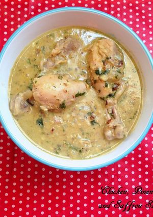 A picture of Chicken in Pinenut and Saffron Stew.