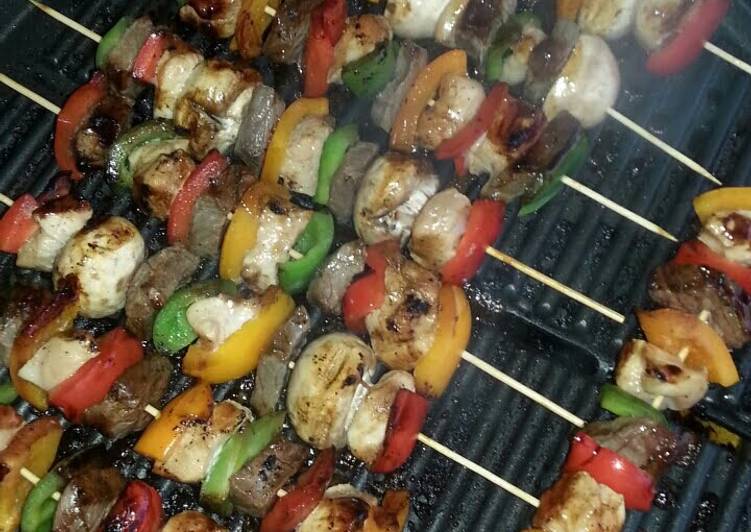 Recipe of Ultimate Marinated Chicken and Beef Kabobs