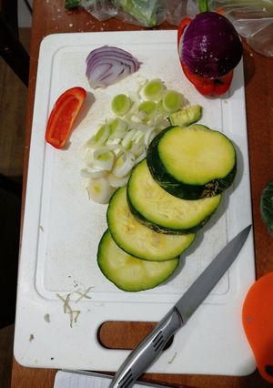 Una foto de Fainá de verduras y queso