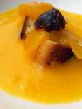 Cake On Peach Liqueur Coulis Dessert