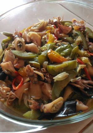 Foto resep Cumi Asin cah Terong Hijau