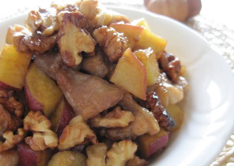 Recipe of Yummy Chicken, Sweet Potato and Walnut Stir Fry