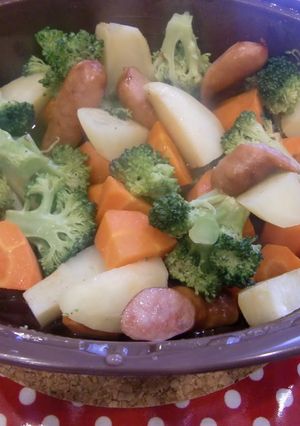 A picture of Vegetables Microwaved in Butter Consommé.