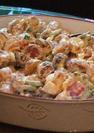 A picture of Smoked potato salad nicoise.