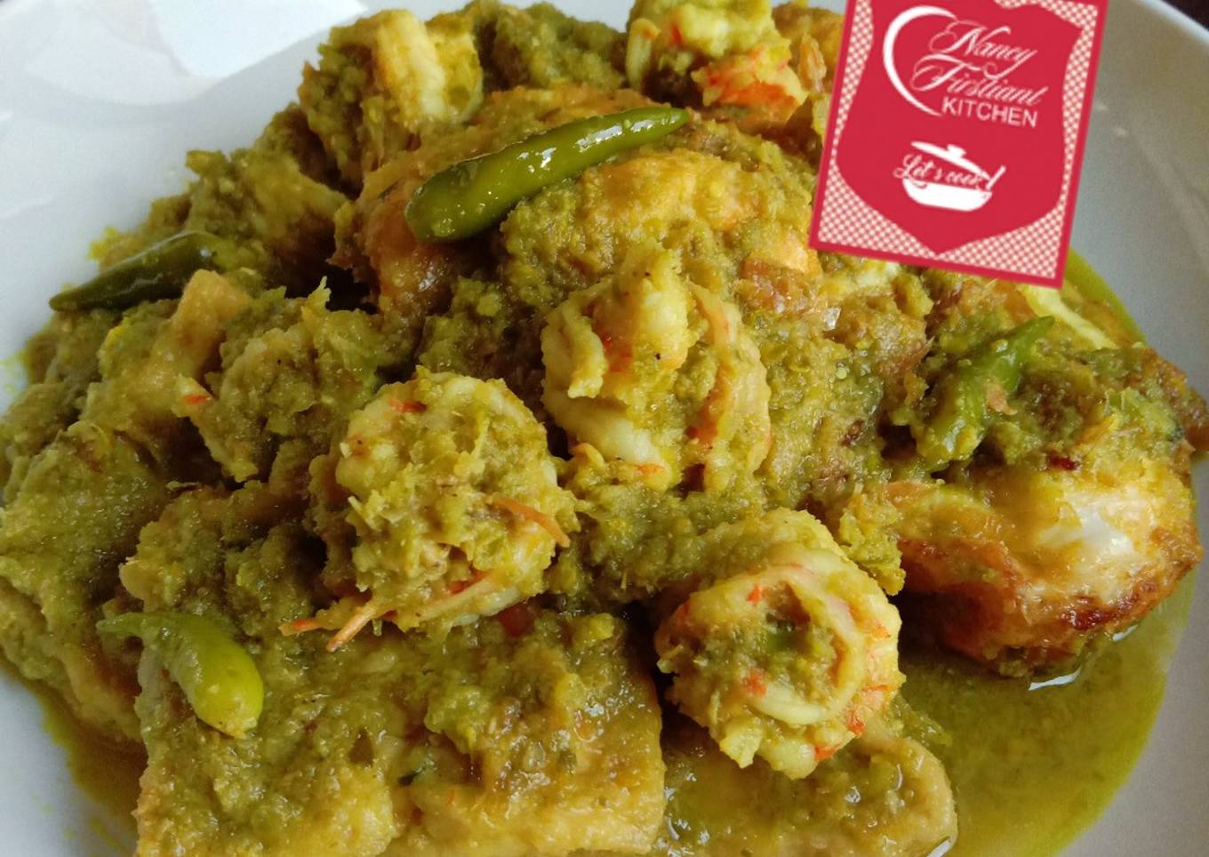 401. Cabe Hijau Udang Telur dan Tahu