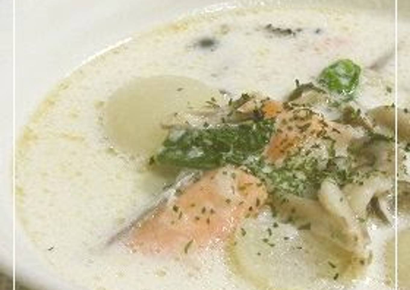 âœ¿Milk Soup with Salmon, Turnip, and Shimeji Mushrooms