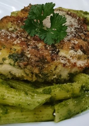 A picture of Parmesan and Parsley, Rosemary Crusted Chicken.