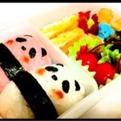 A picture of Panda Couple Onigiri Rice Balls Easy Charaben.