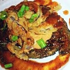 A picture of ~Jack Daniels BBQ Rib Eye with Chipotle Cream Sauce~.