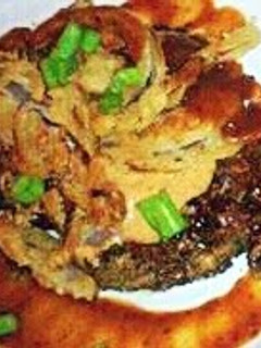 A picture of ~Jack Daniels BBQ Rib Eye with Chipotle Cream Sauce~.