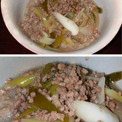 A picture of 10-Minute Lightly Flavored Simmered Ground Meat and Japanese Leek.