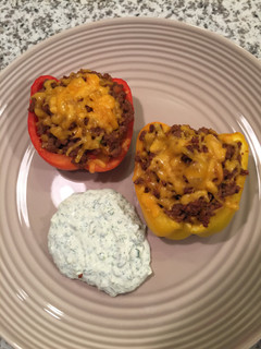 A picture of Stuffed Peppers With Cilantro-Lime Sauce.