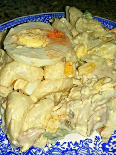 A picture of Chicken pasta salad.