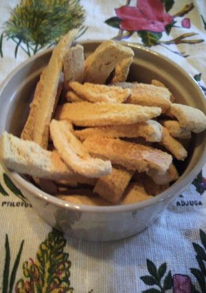 A picture of Cheap & Easy! Rusk-Style Bread Crusts Made in the Microwave.