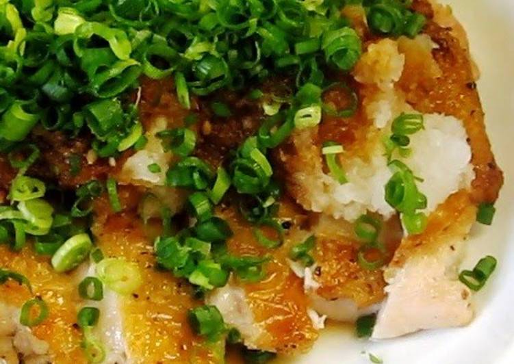 Easiest Way to Prepare Quick Chicken Steak with Grated Daikon Radish and Lots of Green Onions
