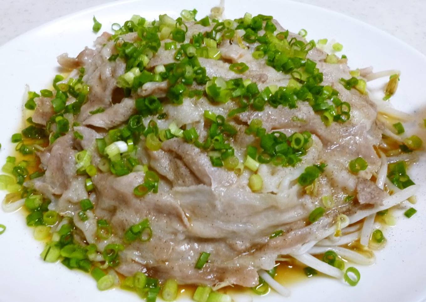 Bean Sprouts & Pork Belly with Ponzu in the Microwave