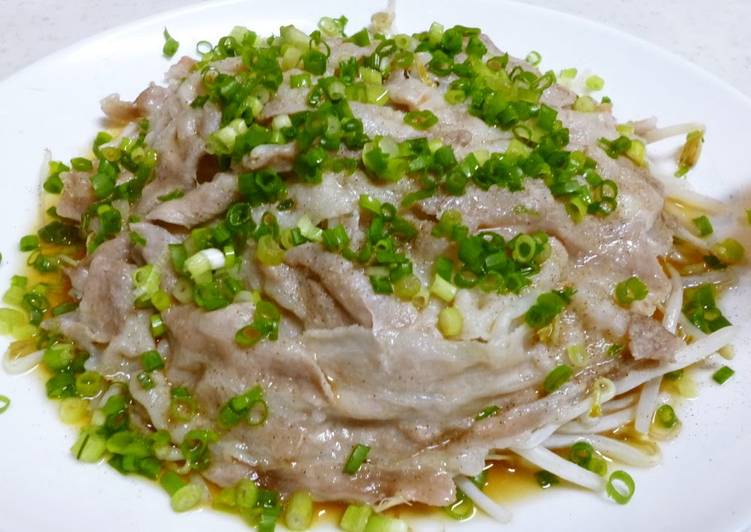 Recipe of Ultimate Bean Sprouts &amp; Pork Belly with Ponzu in the Microwave