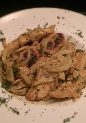 A picture of Spring Chicken with Fennel, Sweet Onion, and Orange Zest.